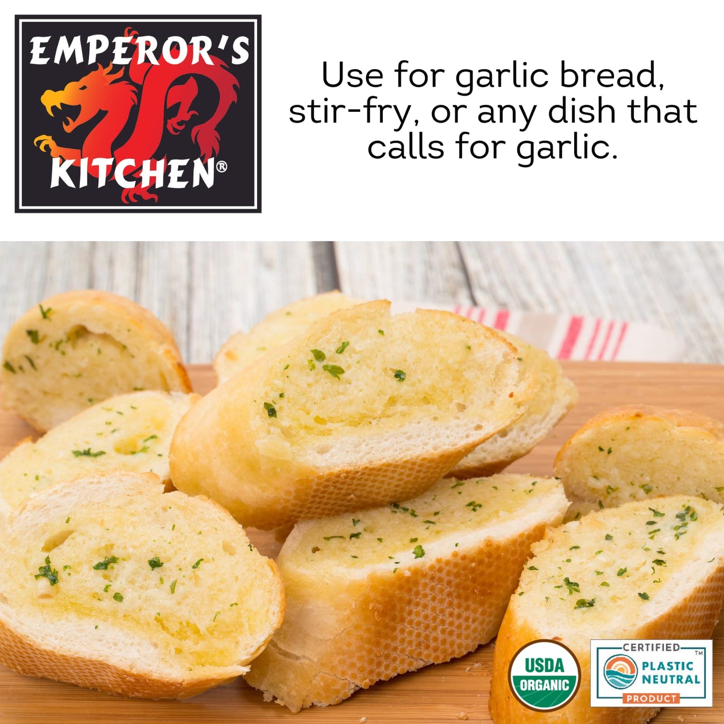 Emperor'S Kitchen Organic Pureed Garlic, Usda Certified Organic, Ready To Use, Convenient For Cooking, 4.5 Oz Jar (Pack Of 4)