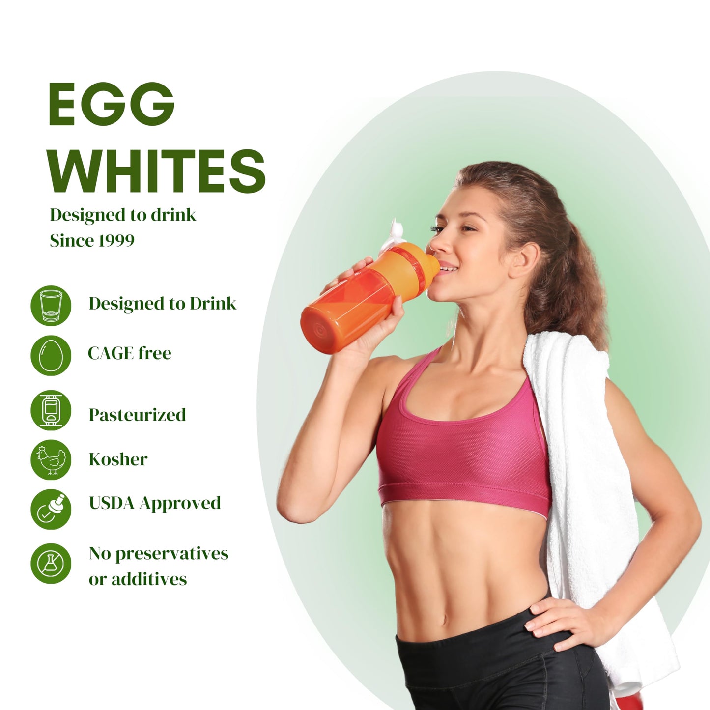 Egg Whites International 100% Pure Liquid Egg White Protein Designed to Drink. NOW 100% CAGE FREE (1 Half Gallon)