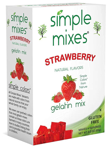 Simple Mixes Natural Gelatin Dessert, Strawberry, Healthy Snacks, Lactose, Fat & Gluten Free, Kosher, 3.1 Oz Per Package, 6 Coun