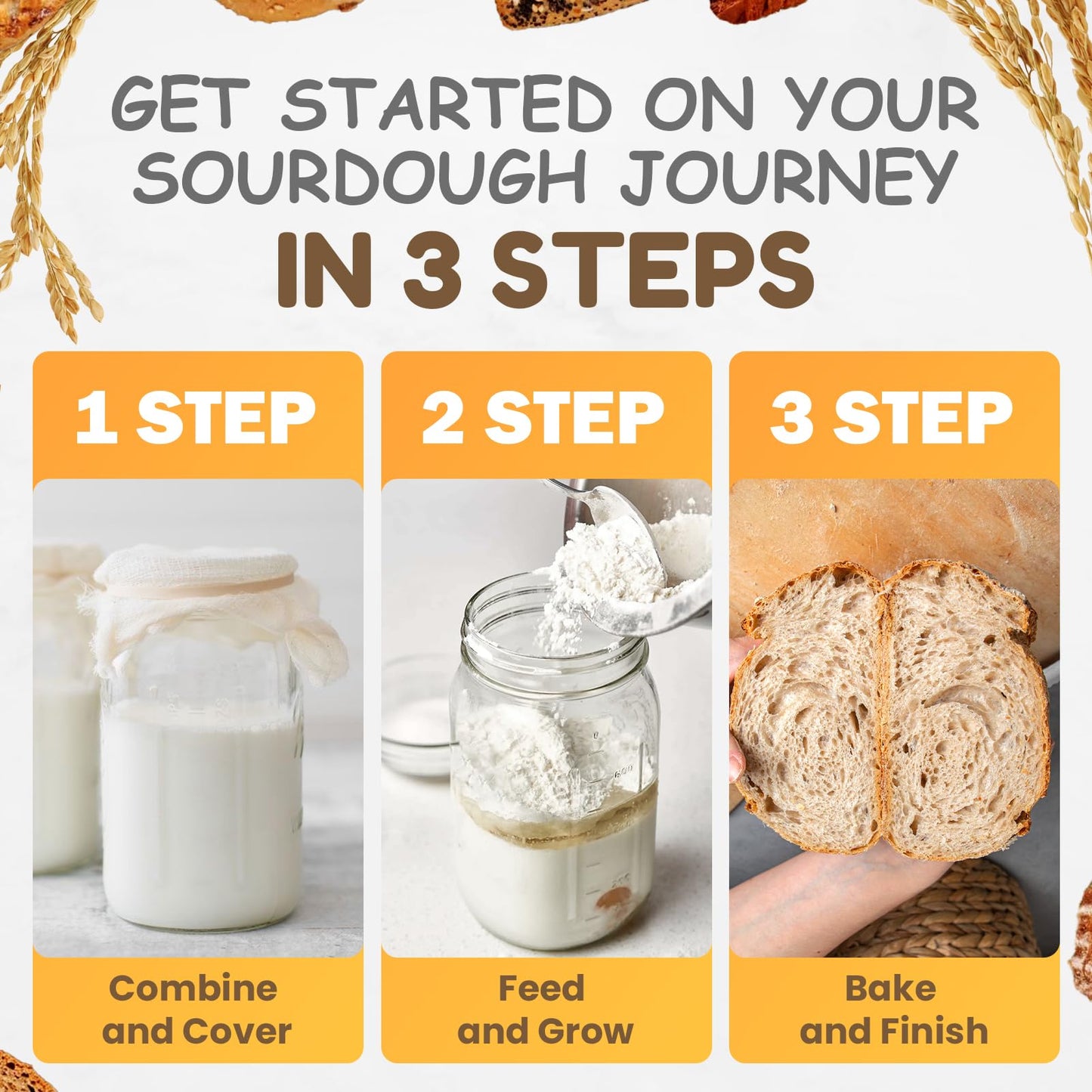 OVOVYME Dehydrated Sourdough Starter Culture, Fast Activation, 10g, San Francisco Style, for Homemade Artisan Bread