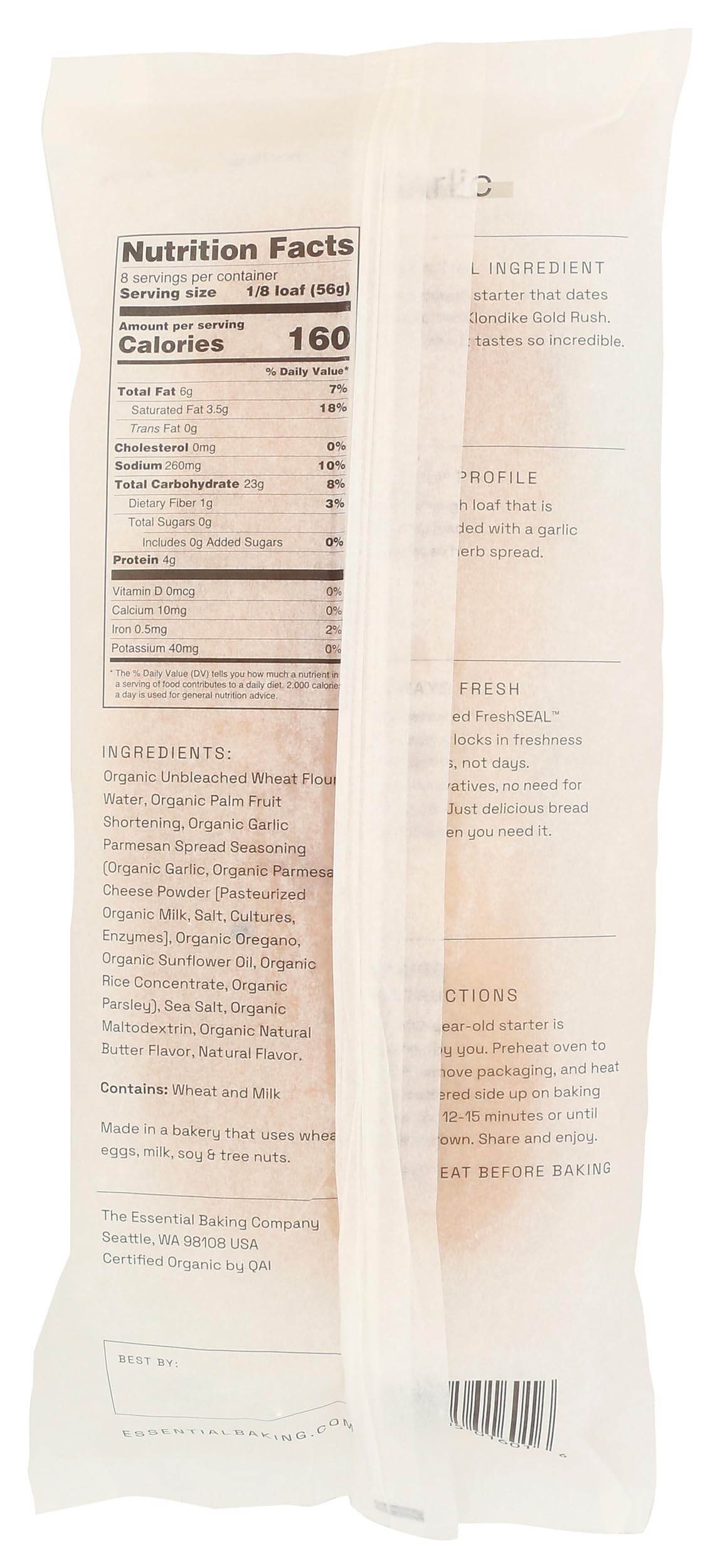 Essential Baking Company Take & Bake Garlic Loaf, 16 Oz