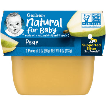 Gerber Baby Food Pear, 2 Oz, 2 Ct Tubs