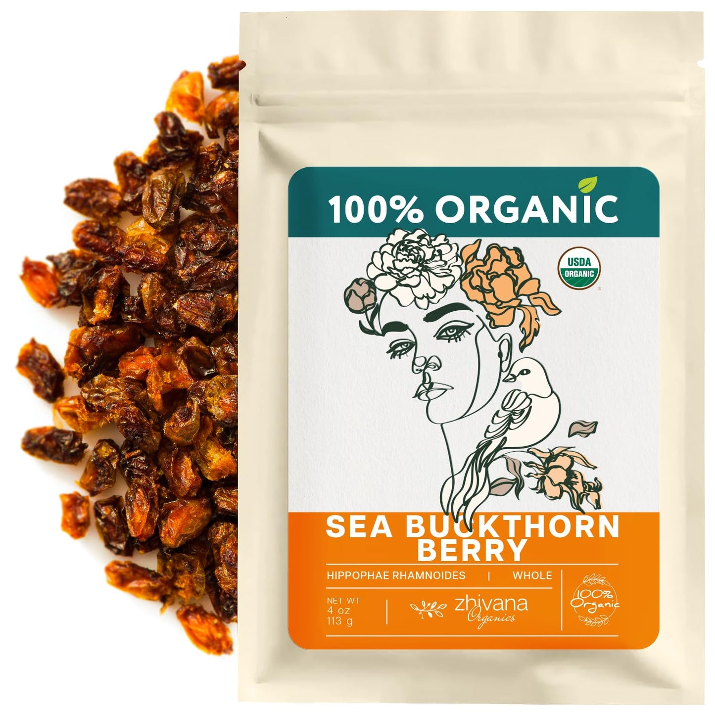 Organic Sea Buckthorn Berry - Sea Buckthorn Tea, Dried Seaberry, Seabuckthorn - Espino Amarillo - Rich in Nutrients Superfood Be