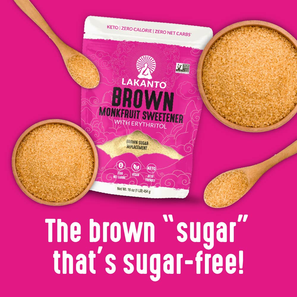 Lakanto Bulk Brown Monk Fruit Sweetener With Erythritol, Brown Sugar Substitute for Baking, Coffee, Oatmeal & More, Keto, Friend