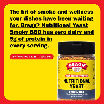 Bragg Nutritional Yeast Smoky Bbq Seasoning - (6 Pack) 3 Oz - Dairy-Free Parmesan Cheese Substitute - Perfect For Salads, Pastas