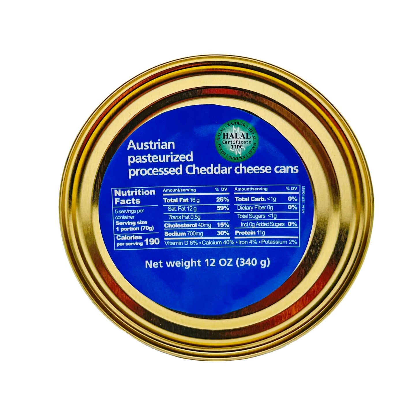 Happy Cow Halal Austrian Processed Cheese, Rich Cheddar Flavor, 12 OZ (340g), Easy Open Can, Long Shelf Life