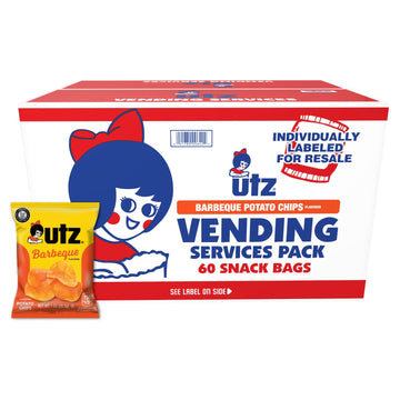 Utz Potato Chips  Barbeque - 1 Ounce (Pack of 60)  Crispy Potato Chips Made from Fresh Potatoes  Crunchy Individual Snacks to Go  Cholesterol Free  Trans-Fat Free  Gluten Free Snacks