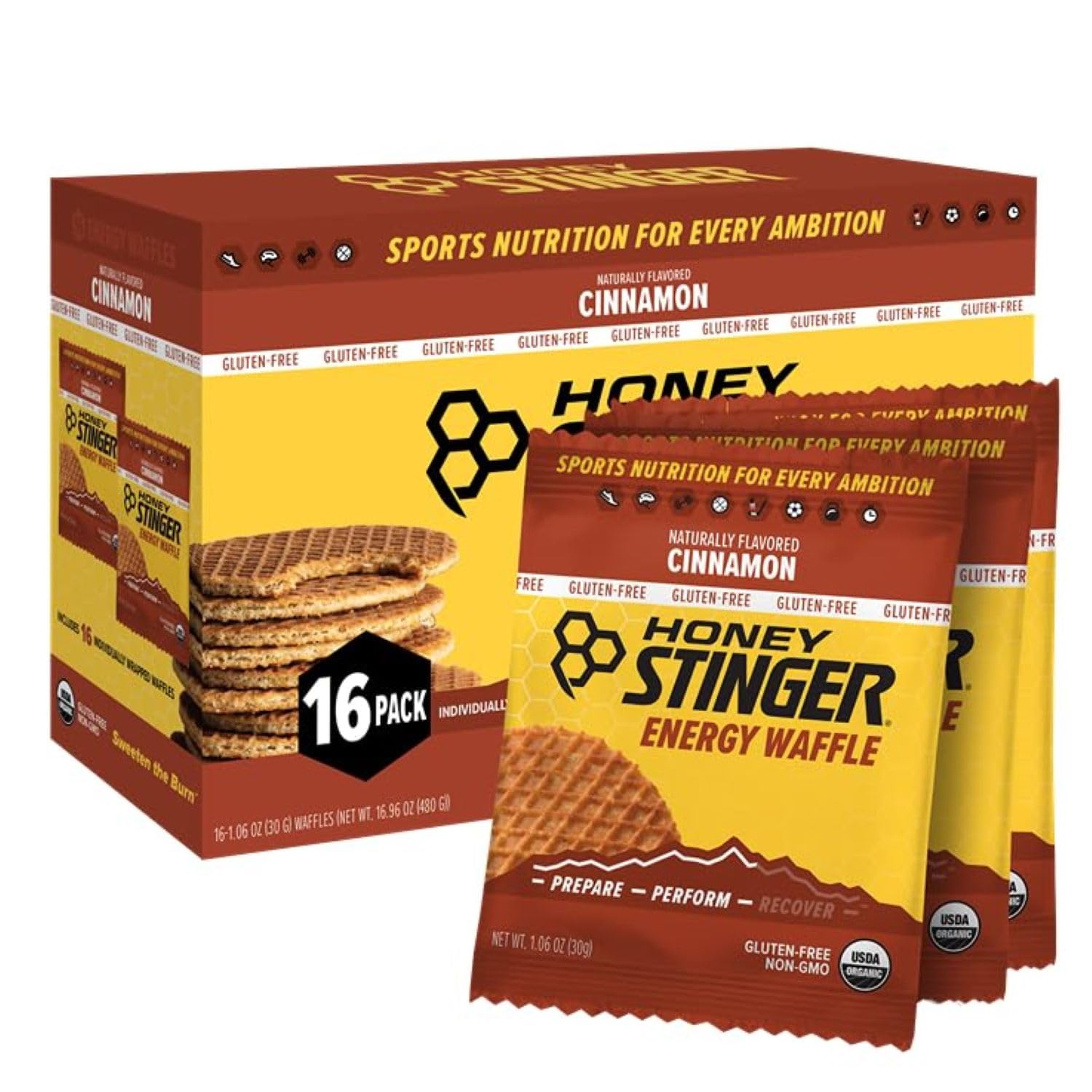Honey Stinger Organic Gluten Free Cinnamon Waffle | Energy Stroopwafel for Exercise, Endurance and Performance | Sports Nutritio