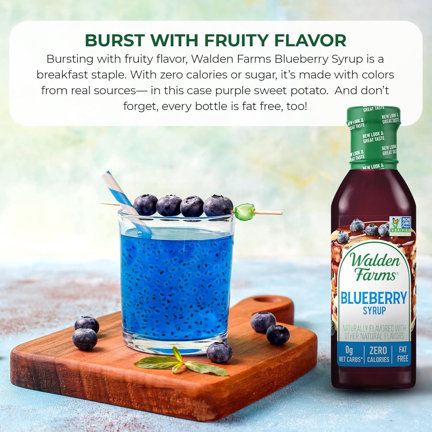 Walden Farms Blueberry Syrup - Perfect for Pancakes, Waffles, Desserts - Zero Calorie, Sugar-Free, Low Carb, Keto-Friendly, Glut