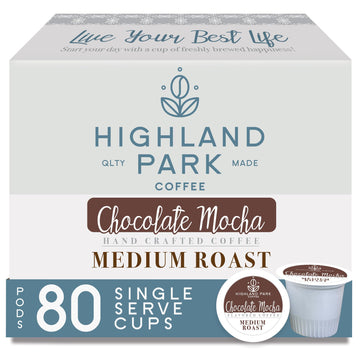 Highland Park Coffee Single Serve Coffee Pods, Chocolate Mocha, Chocolate Mocha, 80.0 Count