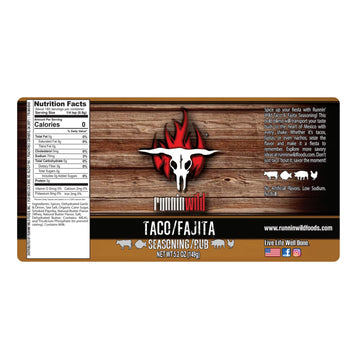 Runnin Wild Gourmet Taco Seasoning Mix, Low Sodium, 5.2 oz, Perfect for Tacos, Fajitas, Nachos, Chili, Enchiladas and More!