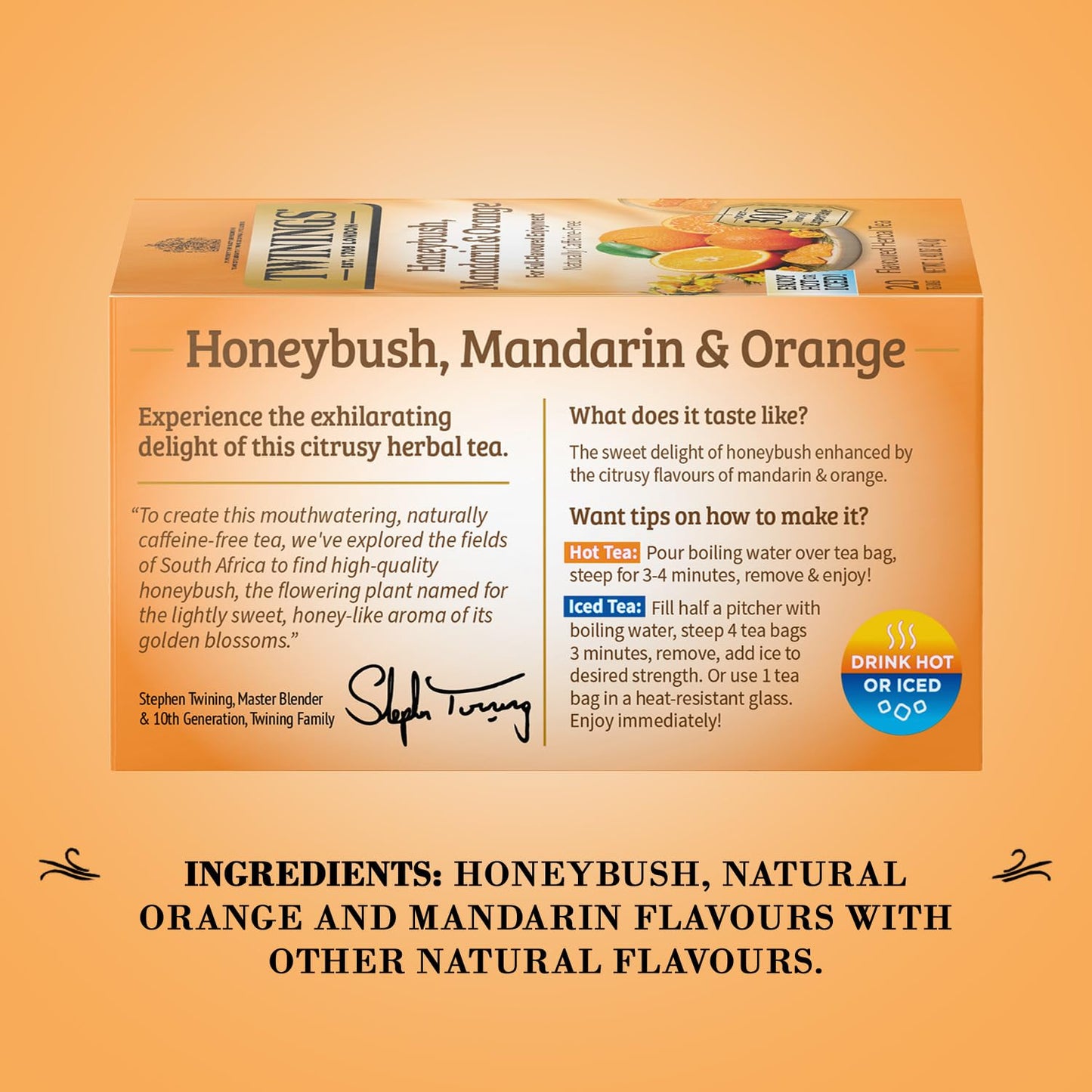 Twinings Honeybush, Mandarin & Orange Herbal Tea Bags - 20 Count, Tea