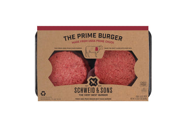 Schweid and Sons, The Prime Burger, Beef Chuck Burgers, 75% Lean/25% Fat, USDA Prime, 1.325 lb, Pack of 4