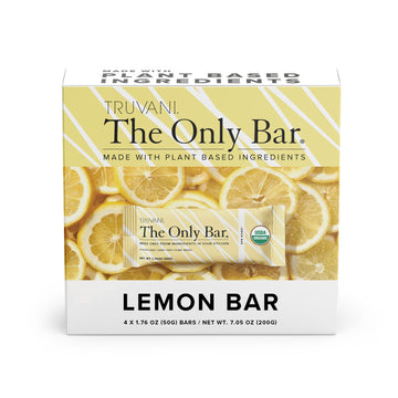 Truvani Plant Based Snack Bar | Lemon Bar 4 Pack | 6G Protein | Usda Organic And Vegan | The Only Bar | Dairy, Soy, And Gluten F