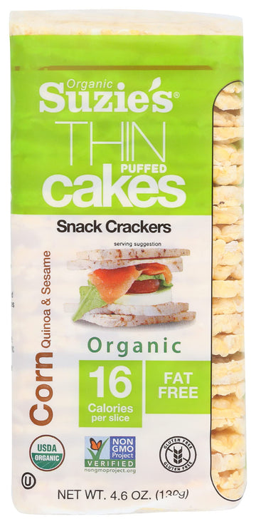 Suzie'S Corn, Quinoa & Sesame Thin Cakes, 4.5 Oz