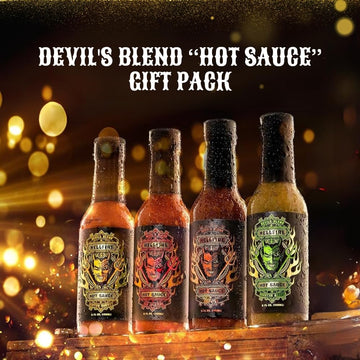 Hellfire Hot Sauce Devils Blend Gift Pack - Gourmet Hot Sauce Variety Pack With 4 Spicy Flavors (Four 5 oz. Bottles)