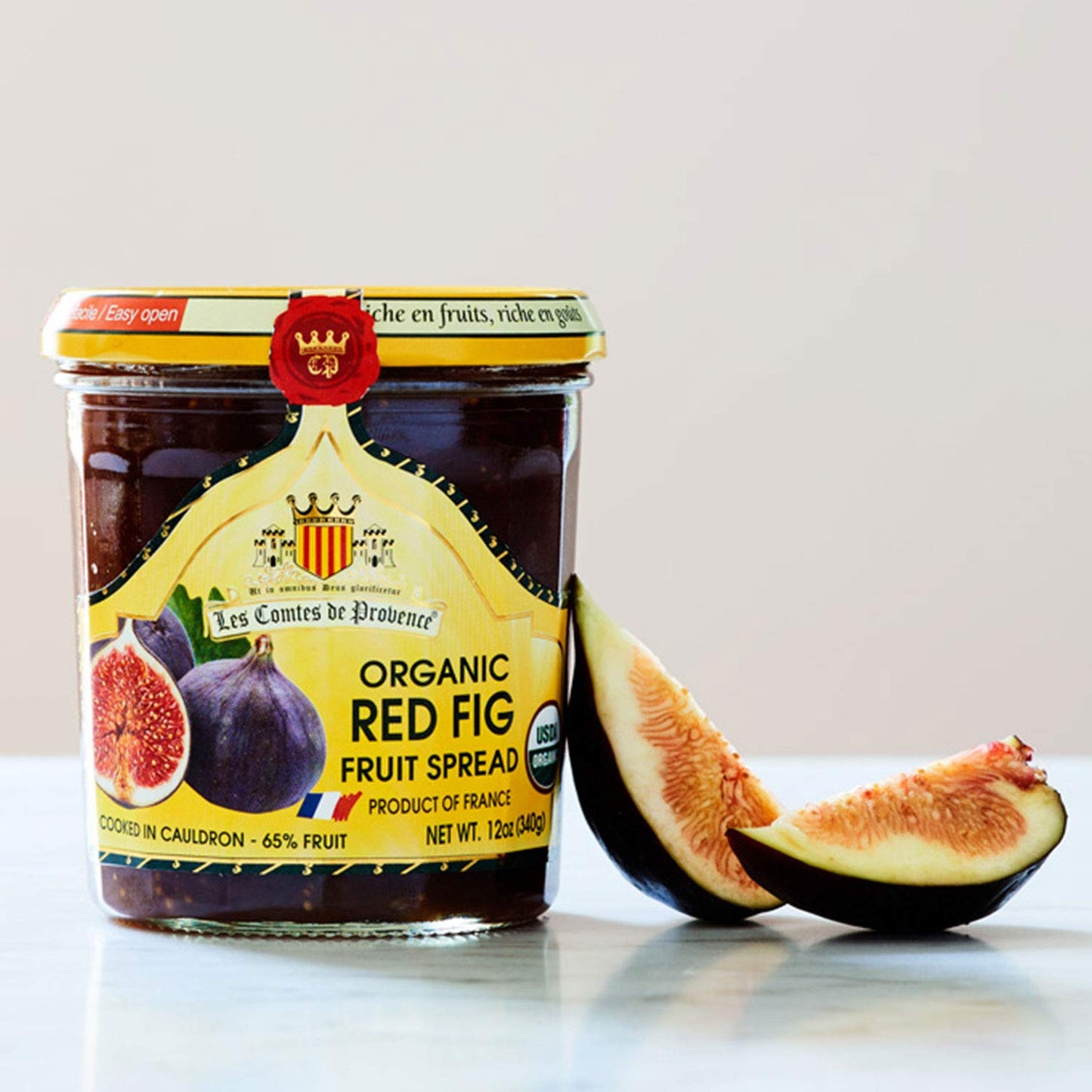Fig Jam Spread USDA Organic Preserve - 12 oz / 340 g - Made in France Traditional Jam Non GMO Gluten Free