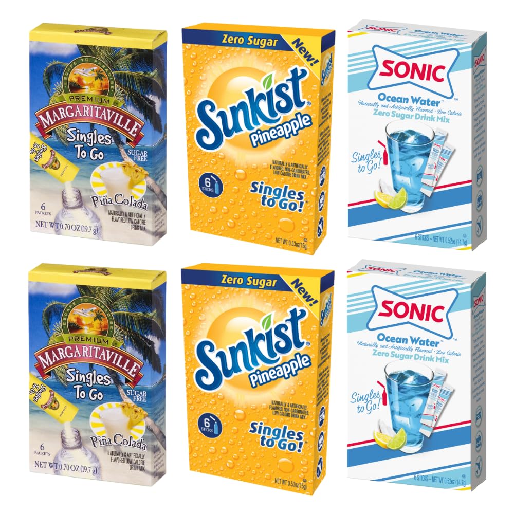 Singles To Go! Tropical Flavor Blast Variety Pack (Sunkist, Margaritaville, & Sonic) (2 Of Each) Variety Pack