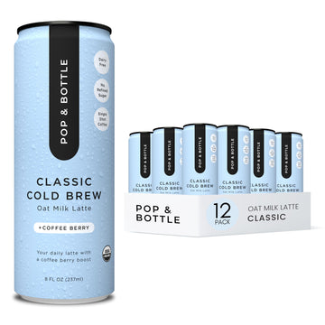 Pop & Bottle, Oat Milk Lattes - Cold Brew With Coffee Berry Antioxidants, Mct Oil, Organic, Dairy Free, Gluten Free, Great As Ic