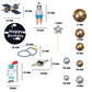 28 Pieces Astronaut Space Cake Toppers Outer Space Astronaut Figurines Planet Rocket Satellite Pearl Balls And Stars Kids Space