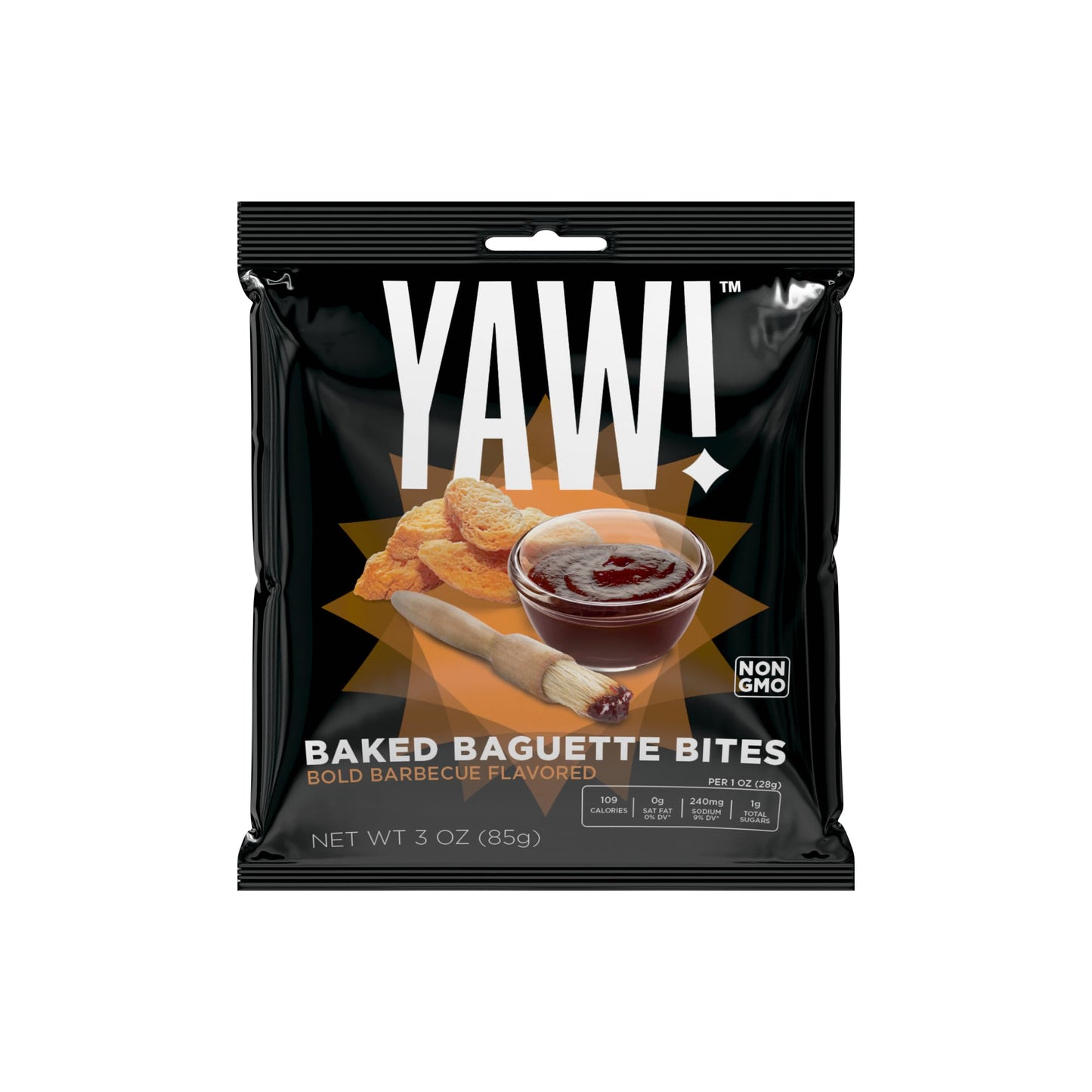 YAW! Baked Baguette Bites, Bold BBQ Flavor, Non-GMO, 9oz, Orange-Red