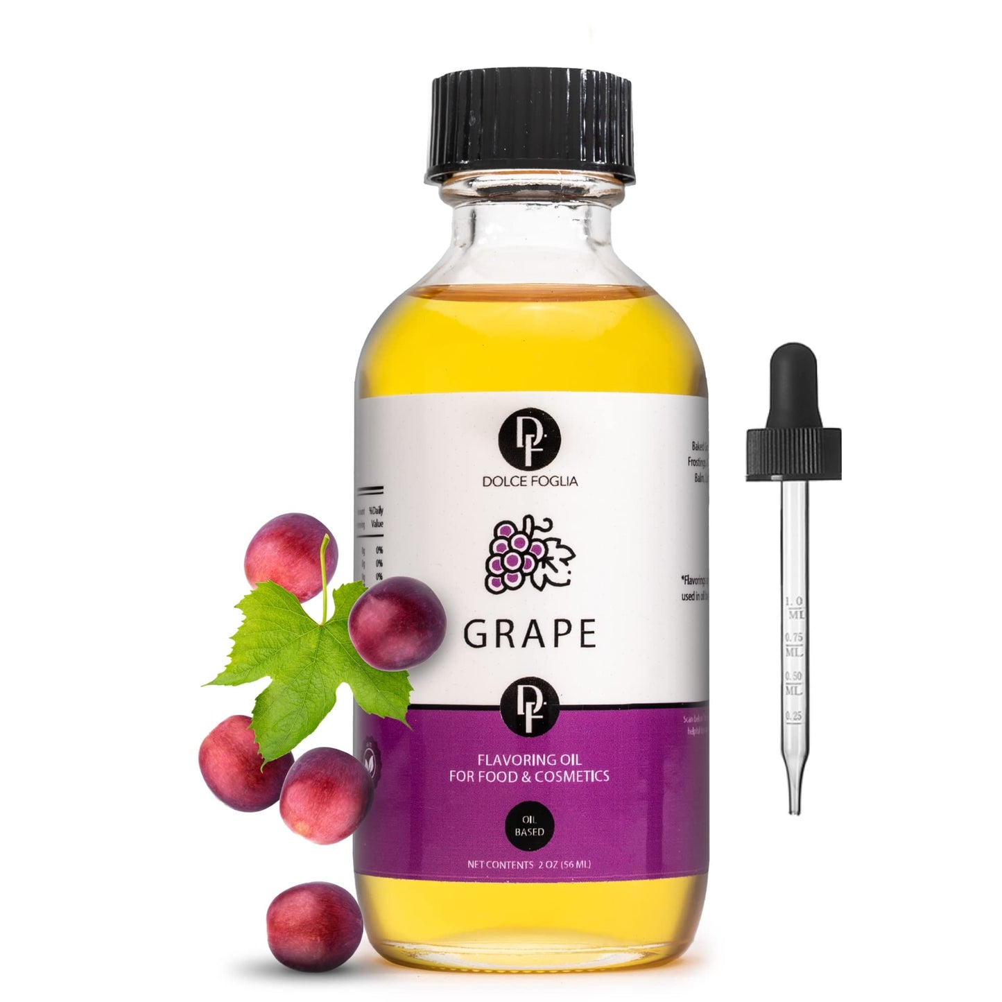 Dolce Foglia Grape Flavoring Oils - 2 Oz. Multipurpose Flavoring Oil for Candy Making, Extracts and Flavorings for Baking, Lip B