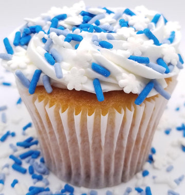 Ncs Blue And White Winter Jimmies With White Snowflake Edible Candy Sprinkles, 8 Ounces - Great For Cupcakes, Cookies, Cakes, Ca