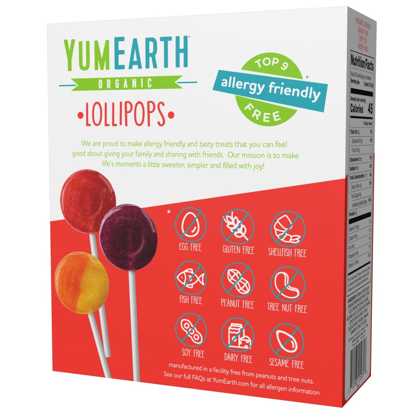 Yumearth Organic Pops Variety Pack, 60 Fruit Flavored Favorites Lollipops, Allergy Friendly, Gluten Free, Non-Gmo, Vegan, No Art