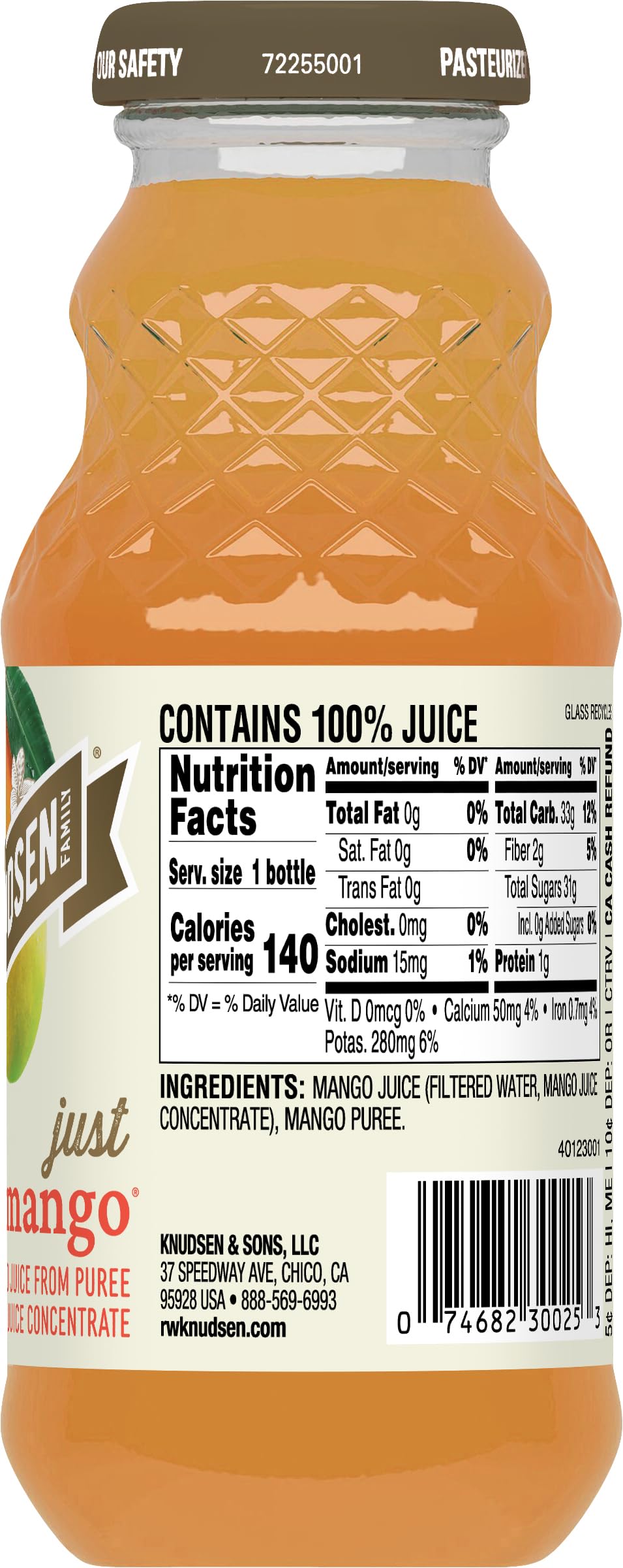 R.W. Knudsen Just Mango Juice, 8 Fl Oz (12 Pack)