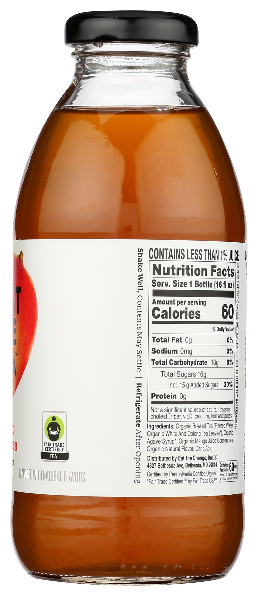 Just Ice Tea Organic Mango White Tea, 16 Fz