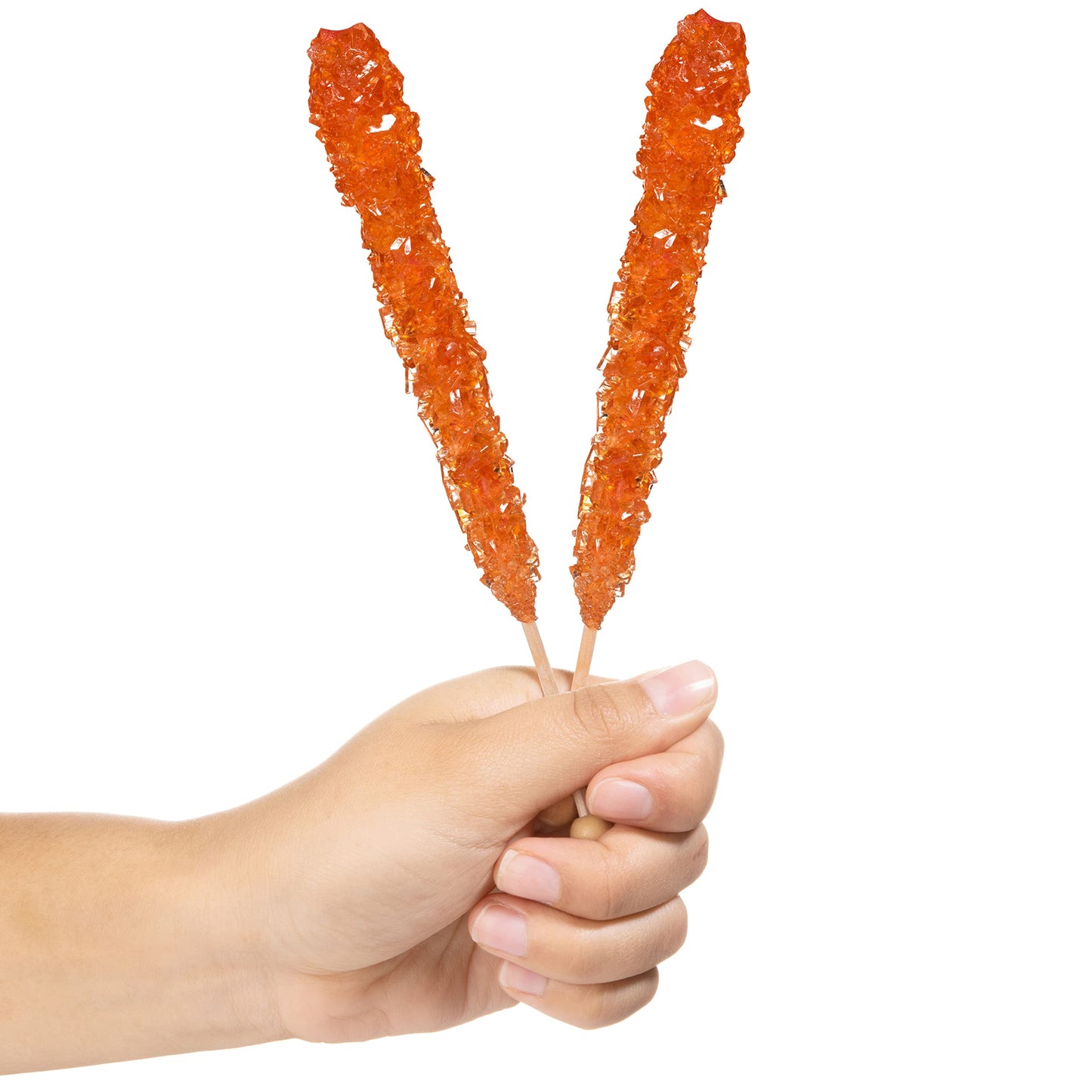 Orange Rock Candy Sugar Sticks - Orange Flavored - 144 Individually Wrapped Candy