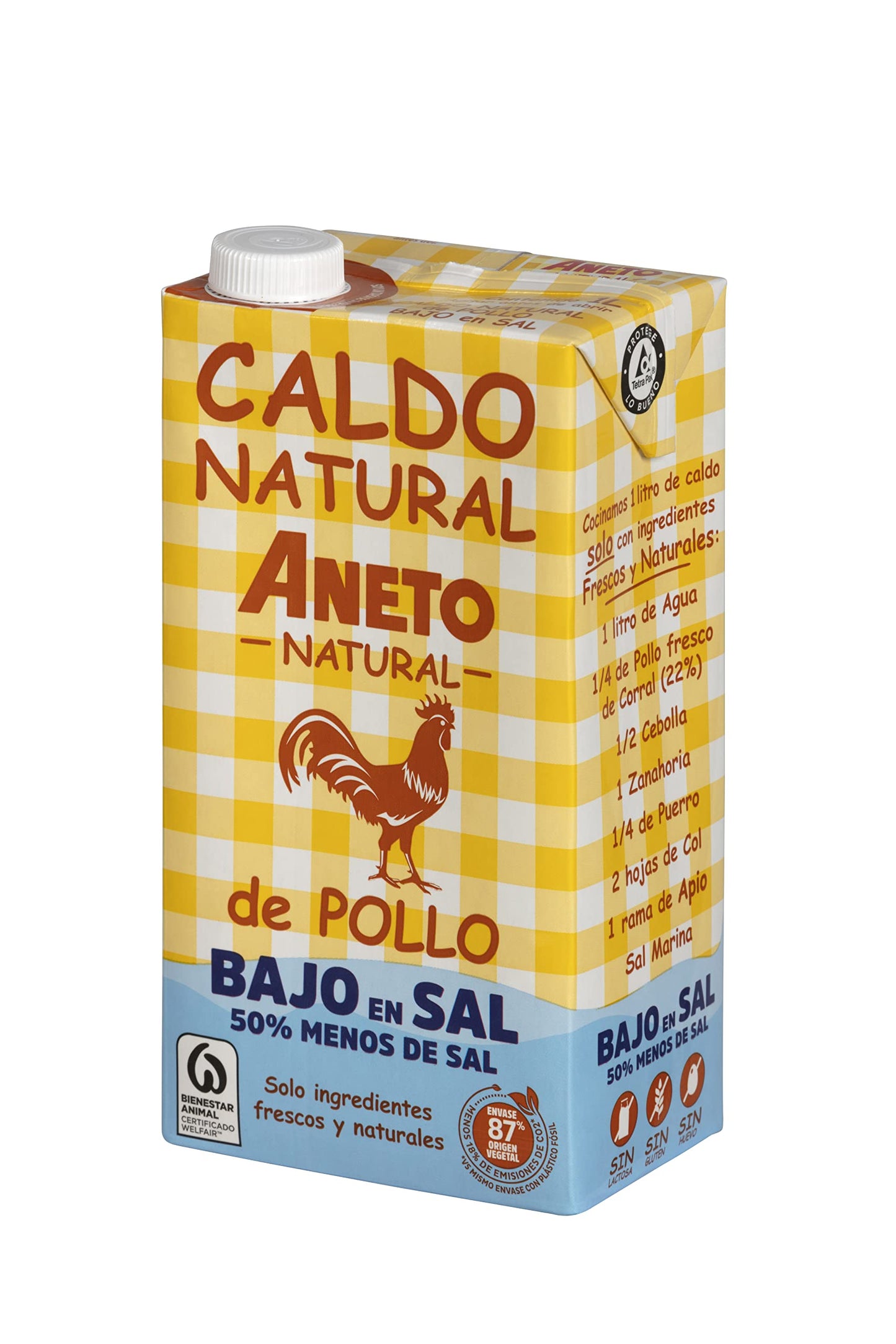 Aneto 100% Natural Low Sodium Chicken Broth, 34 Fl Oz (Pack Of 6)