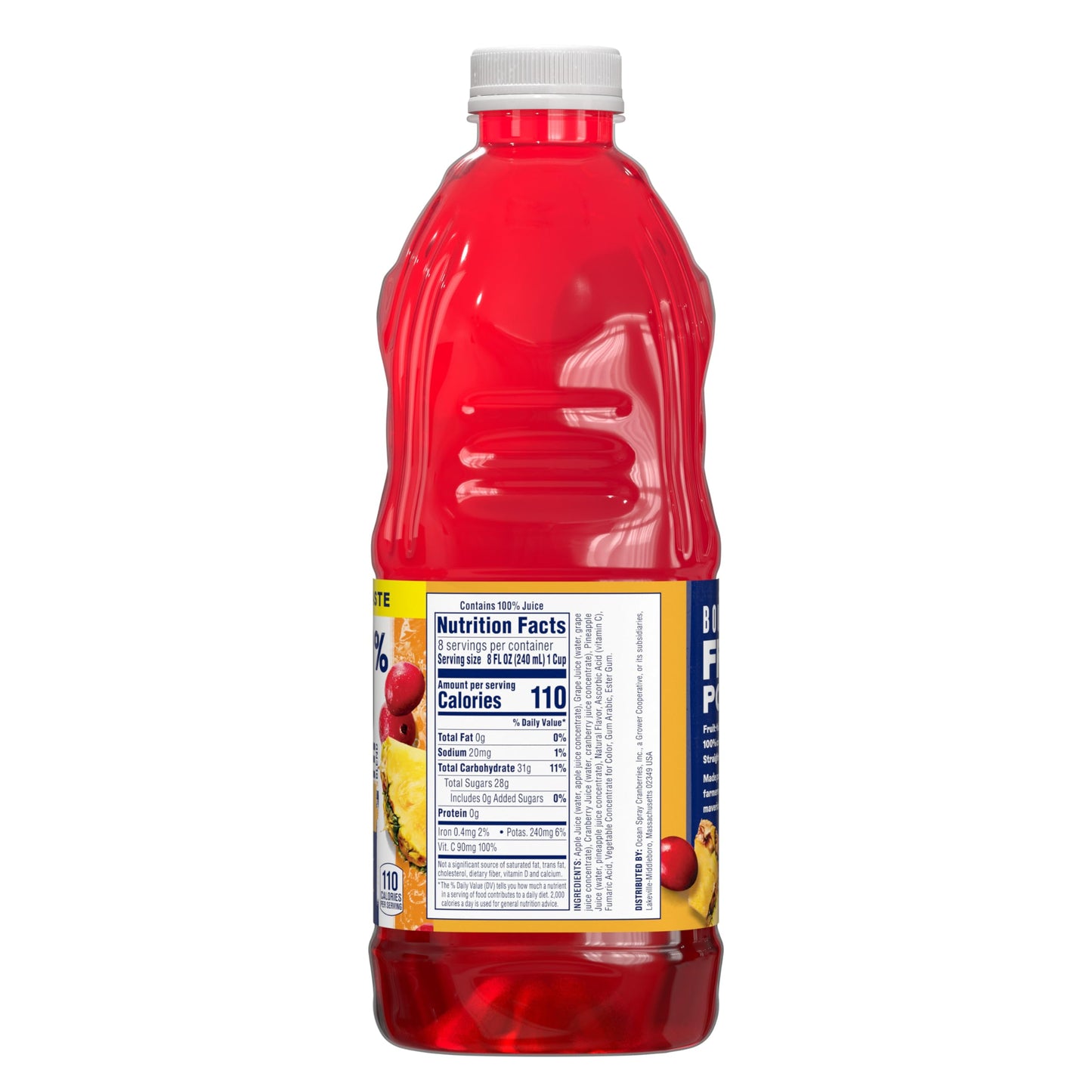 Ocean Spray® 100% Cranberry Pineapple Juice Blend, 64 Fl Oz Bottle (Pack of 8)