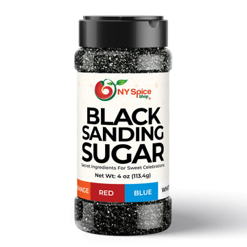NY Spice Shop Black Sanding Sugar for Memorial Day - 4 Ounce Sweet Colorful Edible Sprinkles For Candy Dish - Chocolate Sprinkle