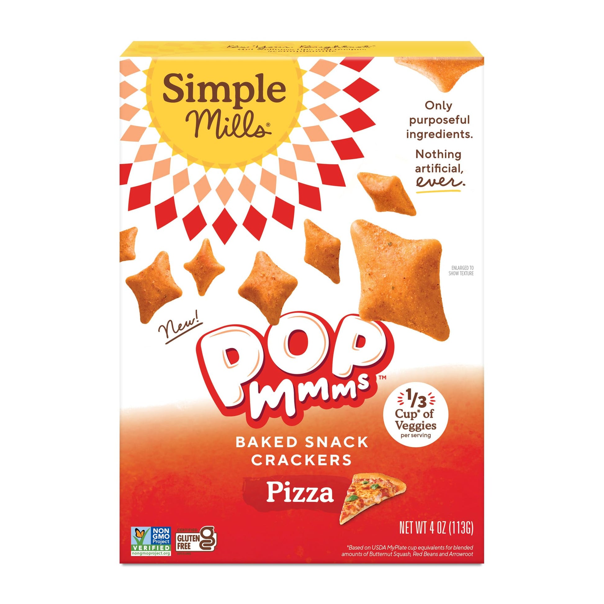 Simple Mills Pop Mmms Pizza Baked Snack Crackers, Gluten Free, 4 Ounce (Pack Of 1)