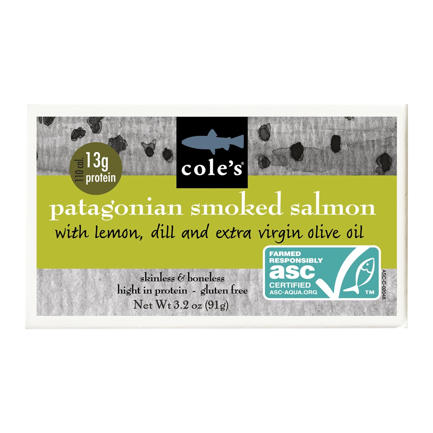Coles Smoked Salmon Fillet with Lemon & Dill in Olive Oil | 3.2 oz | 13g Protein