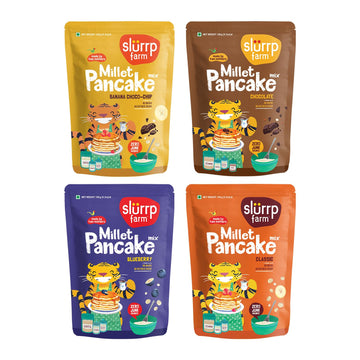 Slurrp Farm Healthy Pancake Lovers Combo | Blueberry, Classic, Chocolate & Banana | No White Flour, Wheat & Preservatives | Made