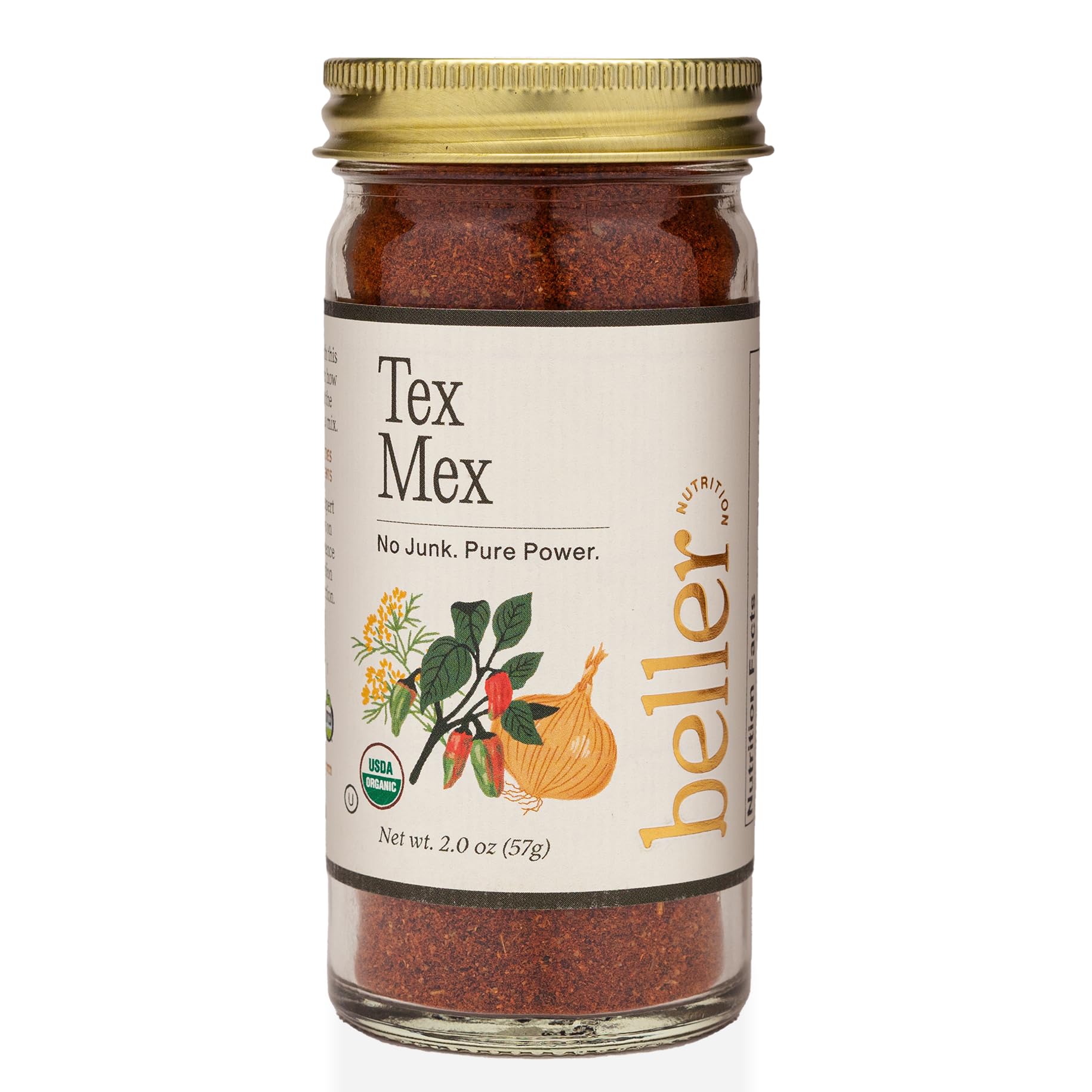 Beller Nutrition Tex Mex Ancho Chili Powder Spice Blend | 2 oz | Taco Seasoning with Paprika, Cumin, Cinnamon
