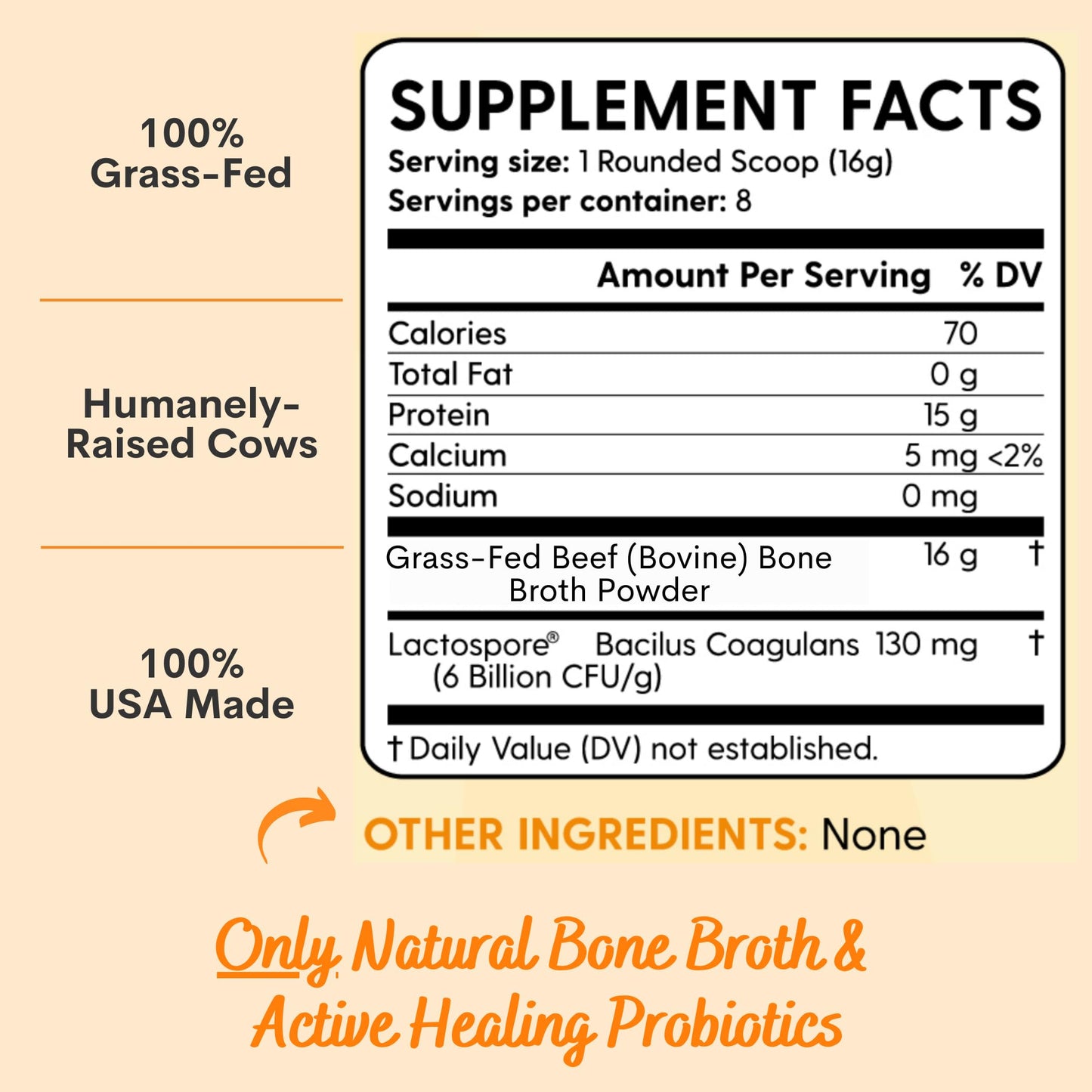 Paradise Naturals Beef Bone Broth Protein Powder, 100% Grass-Fed, 15g Protein, 8 Servings, Non-GMO, Low Sodium, Gluten-Free