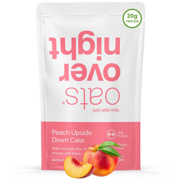 Oats Overnight Peach Upside Down Cake Breakfast Shake - 20g Protein, High Fiber, Gluten Free - 2.7 oz (Pack of 16)