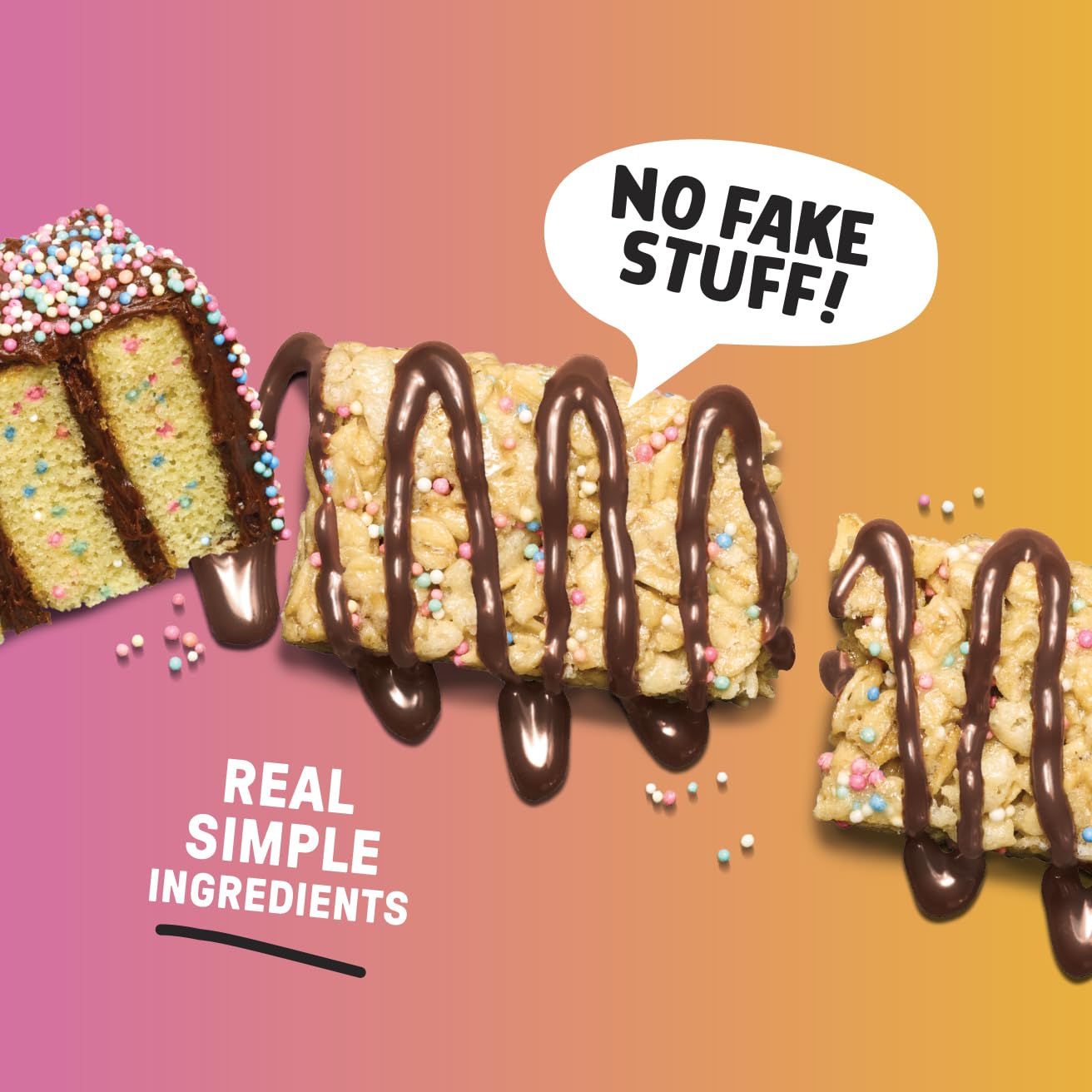 JUNKLESS Chewy Granola Bar 2-Flavor Variety Pack (24 Bars)-Non-GMO, Gluten-Free, Less Sugar Snack Bars- Drizzled Birthday Cake &