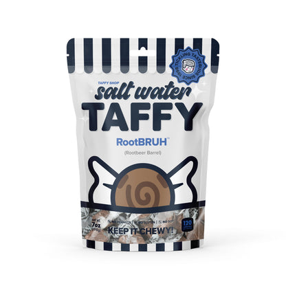 Taffy Shop RootBruh, Rootbeer Salt Water Taffy - Gourmet Soft Chewy Candy, Bulk Sweet Snack, Fresh Gift & Gluten-Free, 140 Indiv