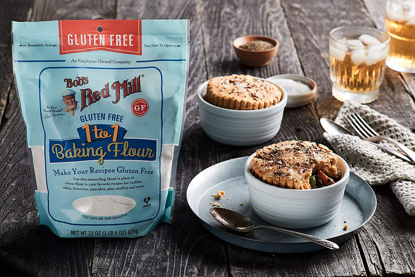 Bob s Red Mill Gluten Free 1 to 1 Baking Flour, 44oz (Pack of 4) - Non GMO, Vegan, Kosher