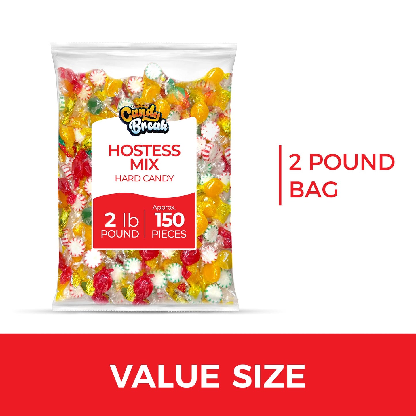 CANDY BREAK Assorted Hard Candy Variety Mix - 2 lbs Bulk Bag, Individually Wrapped Halloween  , 160 Count