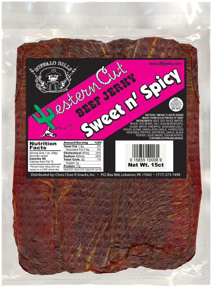 Buffalo Bills 18Oz Sweet N' Spicy Western Cut Big Slab Beef Jerky (15 Beef Jerky Slabs Per Bag)
