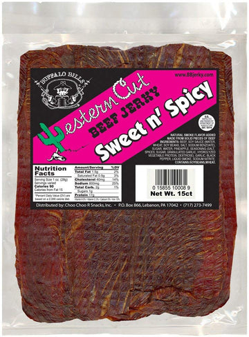 Buffalo Bills 18Oz Sweet N' Spicy Western Cut Big Slab Beef Jerky (15 Beef Jerky Slabs Per Bag)