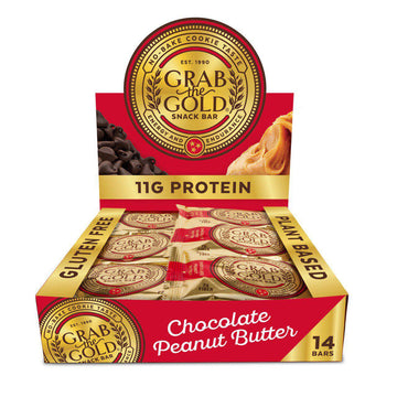 Snack Bars By Grab The Gold - Organic, Gluten Free, Vegan, Kosher, & Dairy Free - 11G Of Protein - Chocolate Peanut Butter (14 C