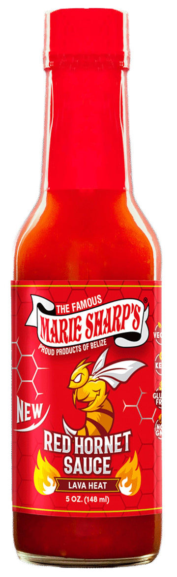 Marie Sharps Red Hornet Hot Sauce  5 Oz | Extra Hot Habanero & Trinidad Scorpion Pepper Blend | All Natural Belizean Sauce