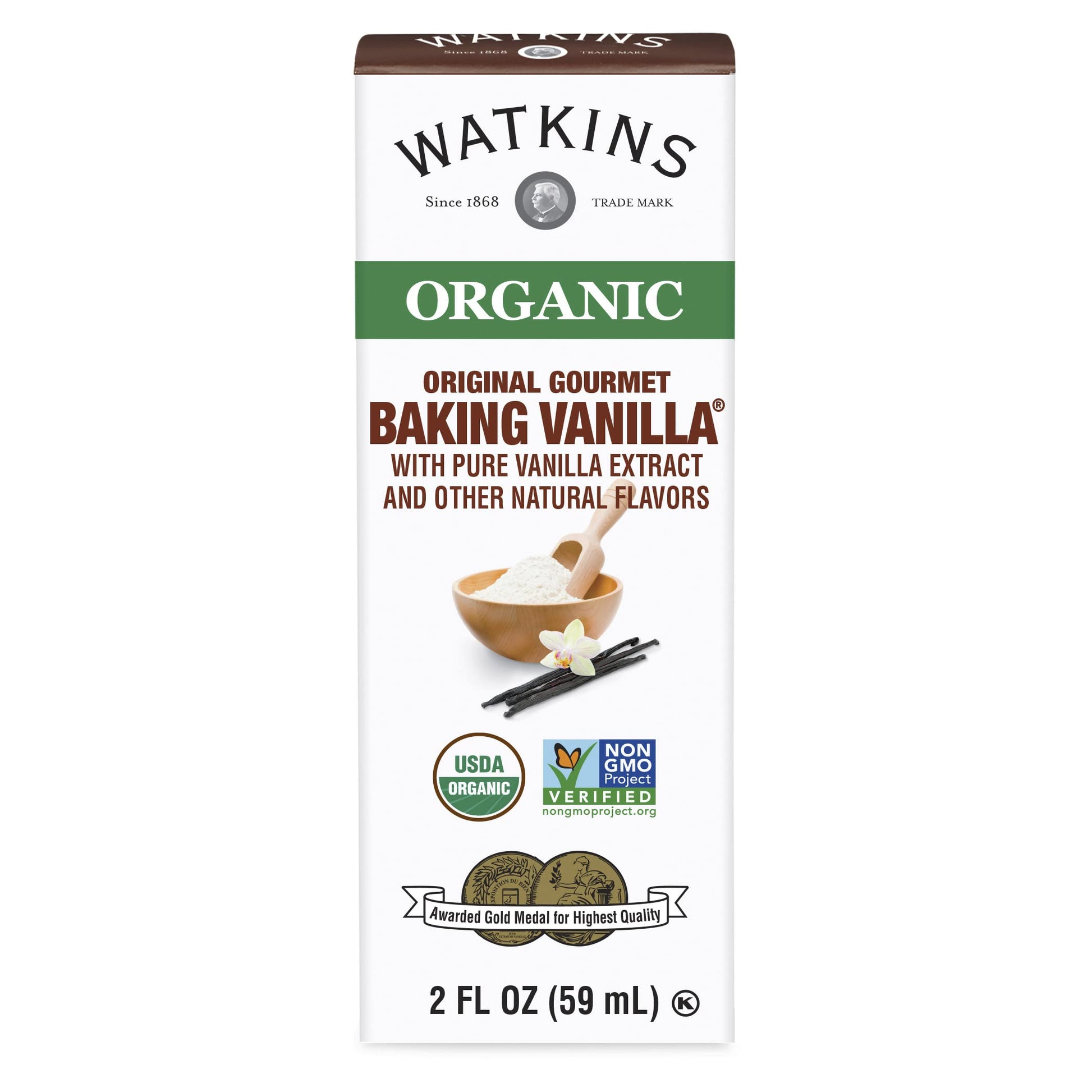 Watkins Organic Gourmet Baking Vanilla Extract, 2 oz Bottle, 1-Pack