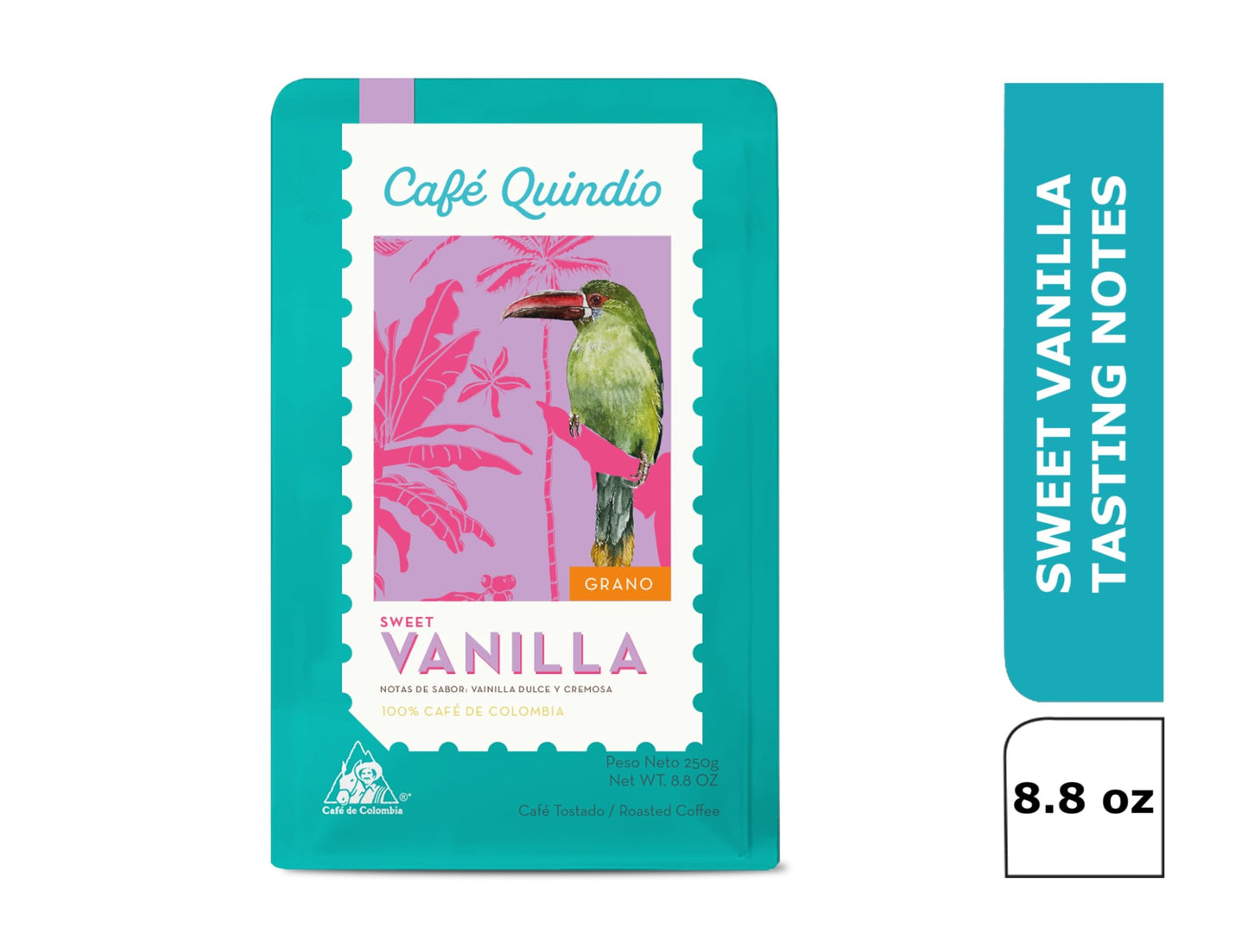 Cafe Quindio Specialty Harvest - Medium Roast 100% Colombian Excelso Whole Bean Arabica Coffee With Natural Sweet Vanilla Tastin